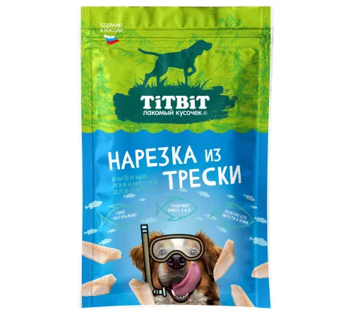 ТИТБИТ Нарезка из трески для собак, 80 г