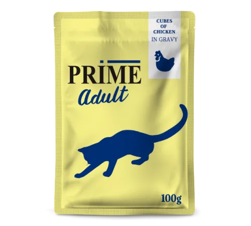 Prime Adult Пауч (Кусочки в соусе с курицей) для кошек, 100 г