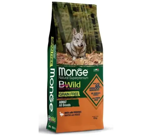Monge Dog BWild Grain Free Adult All Breeds (Утка, картофель), 12 кг