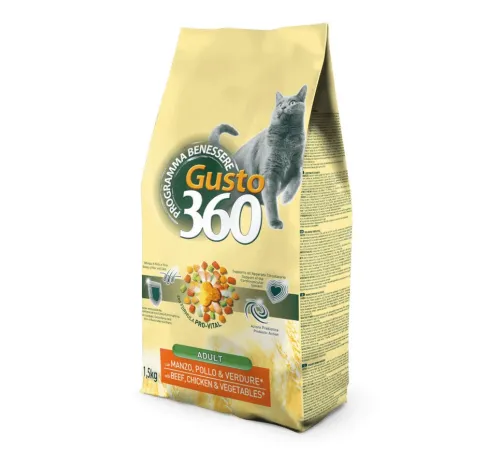Gusto 360 для кошек (Говядина/курица/овощи), 1,5 кг