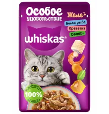 Whiskas Особое удовольствие (Белая рыба, креветка и овощи в желе), 75 г х 28 шт (уп)
