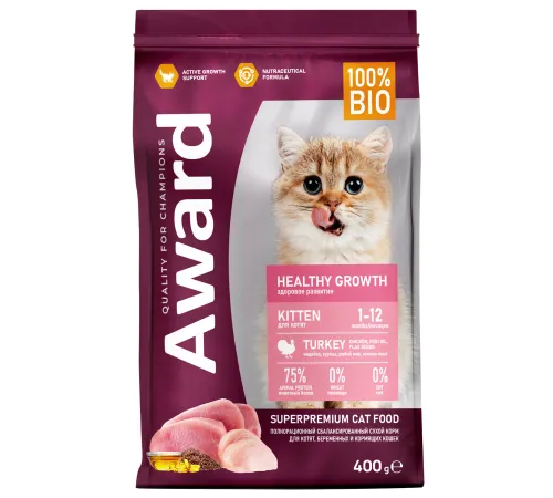 Award Kitten Healthy growth (Индейка, курица), 400 г