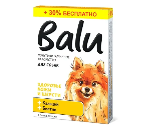 BALU Здоровье кожи и шерсти Лакомство мультивитаминное для собак, 130 таб