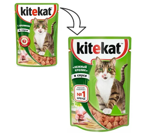 Kitekat с нежным кроликом (кусочки в соусе), 85 г х 28 шт (уп)