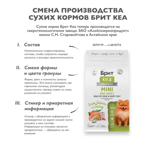 Брит Кеа Adult Mini Healthy Skin&Shiny Coat (Лосось и индейка), 400 г new