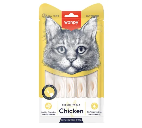 Wanpy Cat Нежное пюре из курицы, 5 шт х 14 г
