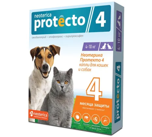Neoterica Protecto Капли, для кошек и собак 4 - 10 кг