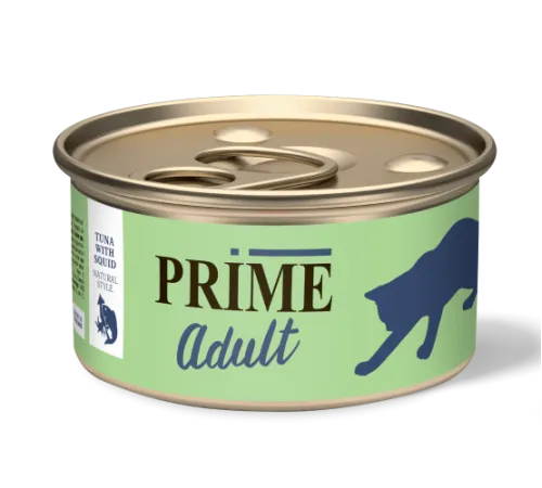 Prime Adult Консервы (Тунец с кальмаром в собственном соку) для кошек, 70 г