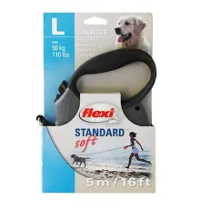 Поводок-рулетка Flexi Standard Soft L лента 5 м, серый