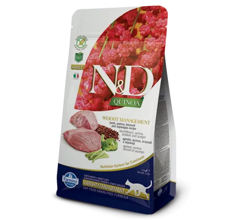 Farmina N&D GF Quinoa Weight Management Cat (Ягненок и брокколи), 300 г