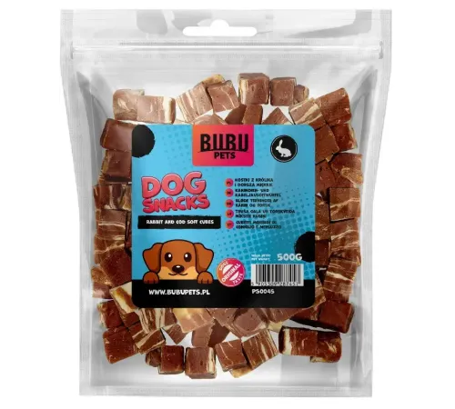 Bubu Pets Косточки из кролика и трески, мягкие, 500 г
