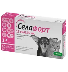 KRKA Селафорт для собак и кошек менее 2.5 кг (1 пипетка) 15 мг/0,25 мл