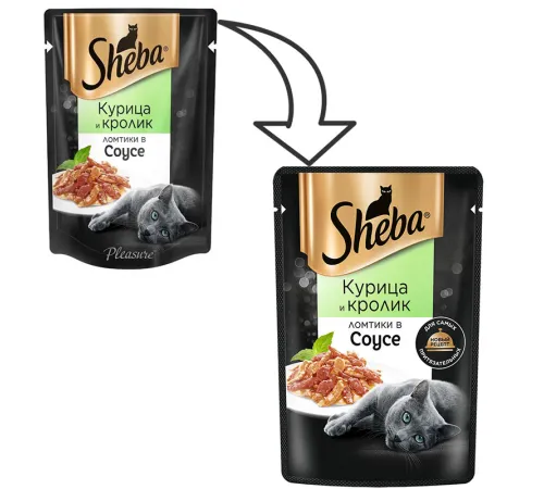 Sheba Ломтики в соусе (Курица и кролик), 75 г