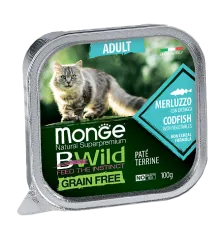 Monge Консервы BWild GF Adult Cat (Треска, овощи), 100 г
