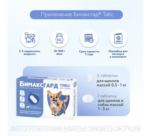 Бимаксгард ТАБС для щенков и маленьких собак, 1 таб