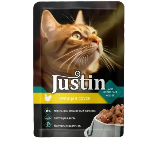Justin Консервы для кошек (Курица в соусе), 75 г х 28 шт