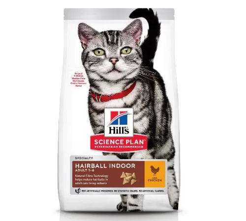 Hill's Science Plan Hairball Indoor для выведения шерсти из желудка у кошек (курица) 300 г