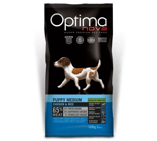Optimanova Puppy Medium (Курица и рис), 2 кг срок до 20.07.2026 г
