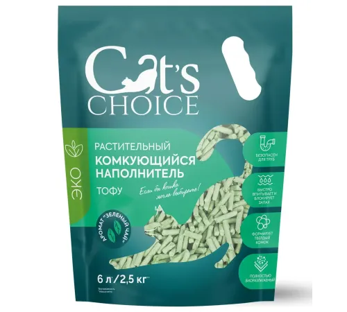 Cat's choice Наполнитель тофу (Зеленый чай), 6 л/2,5 кг