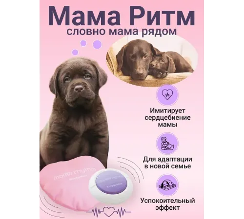 Подушка-антистресс для тревожных щенков/котят Мама Ритм, розовый/фиолетовый