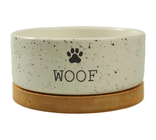 Mr.Kranch Миска керамическая Bamboo WOOF белая, 470 мл