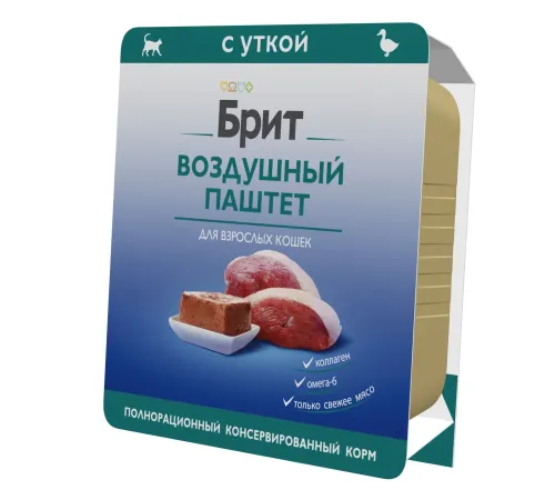 Брит Премиум Воздушный паштет для взрослых кошек (Утка), 100 г