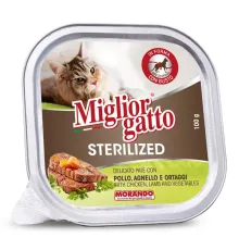 Miglior Gatto Sterilized Паштет с курицей, ягненком, овощами, 100 г
