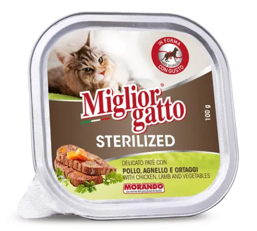 Miglior Gatto Sterilized Паштет с курицей, ягненком, овощами, 100 г