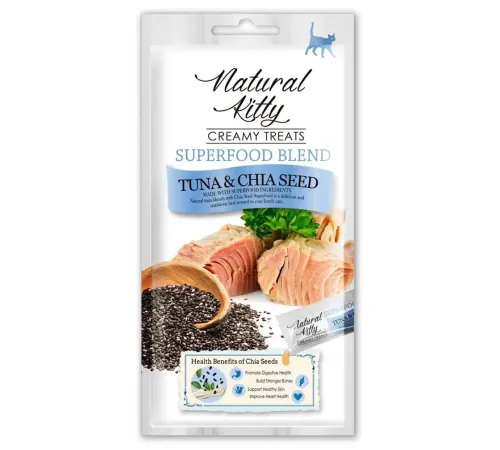 Natural Kitty Superfood Blend Крем-суп (Тунец с семенами чиа), 12 г х 4 шт (упаковка)