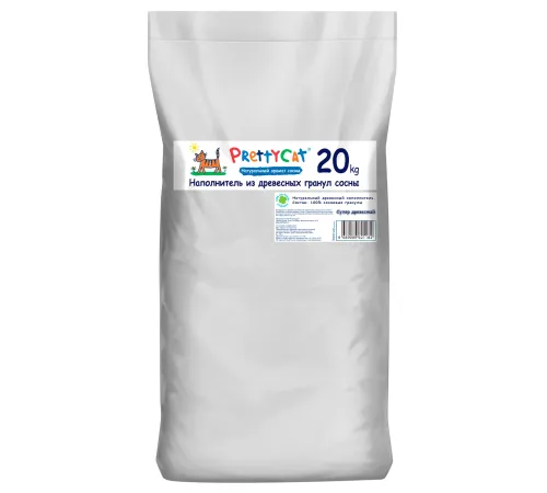 PrettyCat Наполнитель древесный Wood Granules, 20 кг