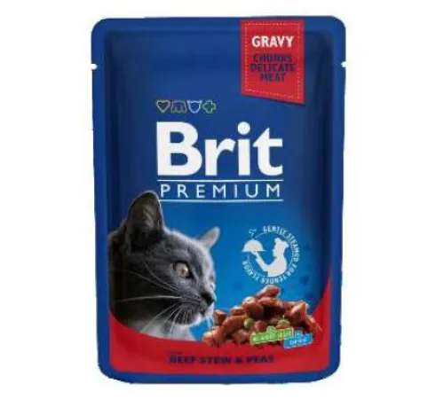 Brit Premium Cat Pouches with Beef Stew & Peas 100 г х 10 шт