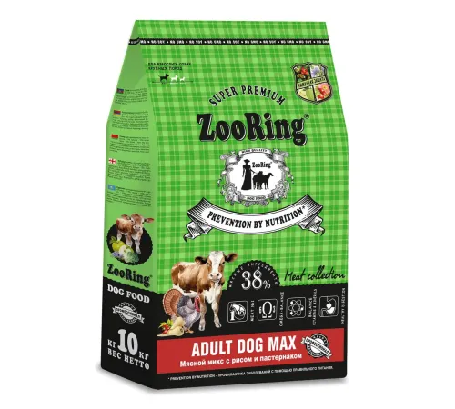 ZooRing Maxi Adult Dog (Мясной микс с рисом и пастернаком), 10 кг