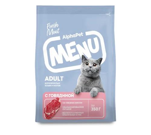 AlphaPet Menu Cat Adult (Говядина), 350 г