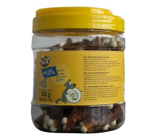 Lolo Pets Кальциевая косточка с уткой, 500 г (банка)
