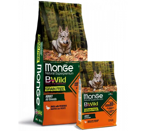 Monge Dog BWild Grain Free Adult All Breeds (Утка, картофель), 2,5 кг