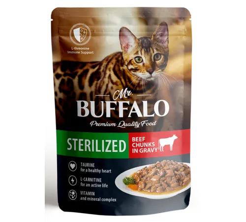 Mr. Buffalo Sterilized Cat (Говядина в соусе), 85 г