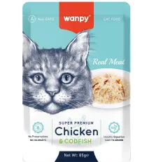Wanpy Cat Пауч Курица и треска, 85 г