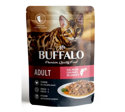 Mr. Buffalo Hair & Skin Cat Adult (Лосось в соусе), 85 г