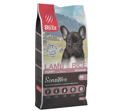 BLITZ Sensitive Puppy (Ягненок, рис), 15 кг