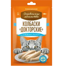 Деревенские лакомства Колбаски Докторские с нежным лососем, 6х10 г