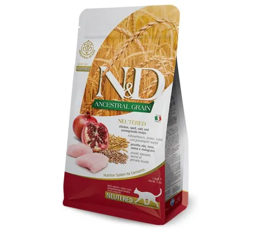 Farmina N&D Ancestral Grain Neutered Cat (Курица и гранат), 5 кг