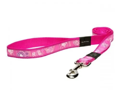 Поводок Rogz Fancy Dress Pink Paw M 16 мм/1,4 м
