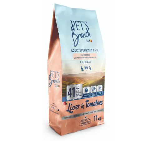 Pet's Brunch Adult Sterilised Cats (Печень и томаты), 11 кг