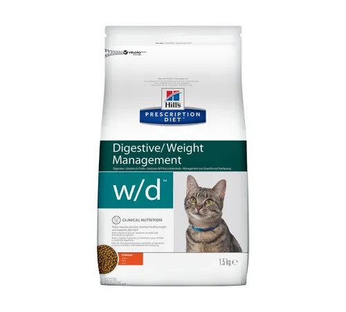 Hill's Prescription Diet w/d Digestive для кошек (Курица) 1,5 кг