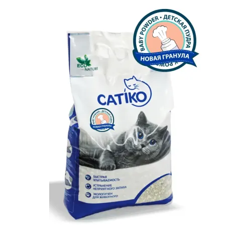 CATIKO Наполнитель комкующийся (Детская пудра), 3,9 кг/5,5 л