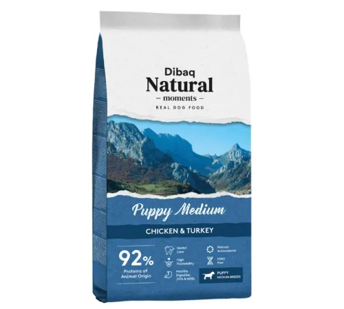 Dibaq Natural Moments Puppy Medium (Курица, индейка), 15 кг