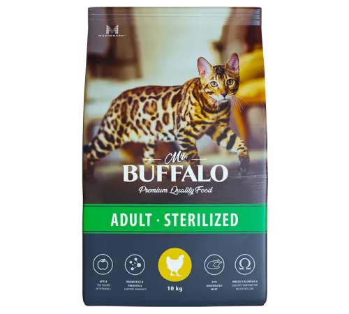 Mr. Buffalo Cat Sterilised (Курица), 10 кг