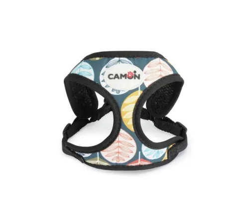 CAMON Шлея с принтом листья и поводком, 20-30 см/30-37 см+120 см