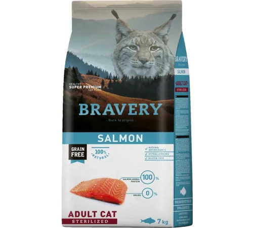 BRAVERY Adult Sterilized Cat (Лосось), 7 кг