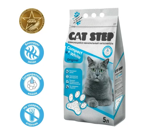 Cat Step Наполнитель белый Compact White Original, 5 л